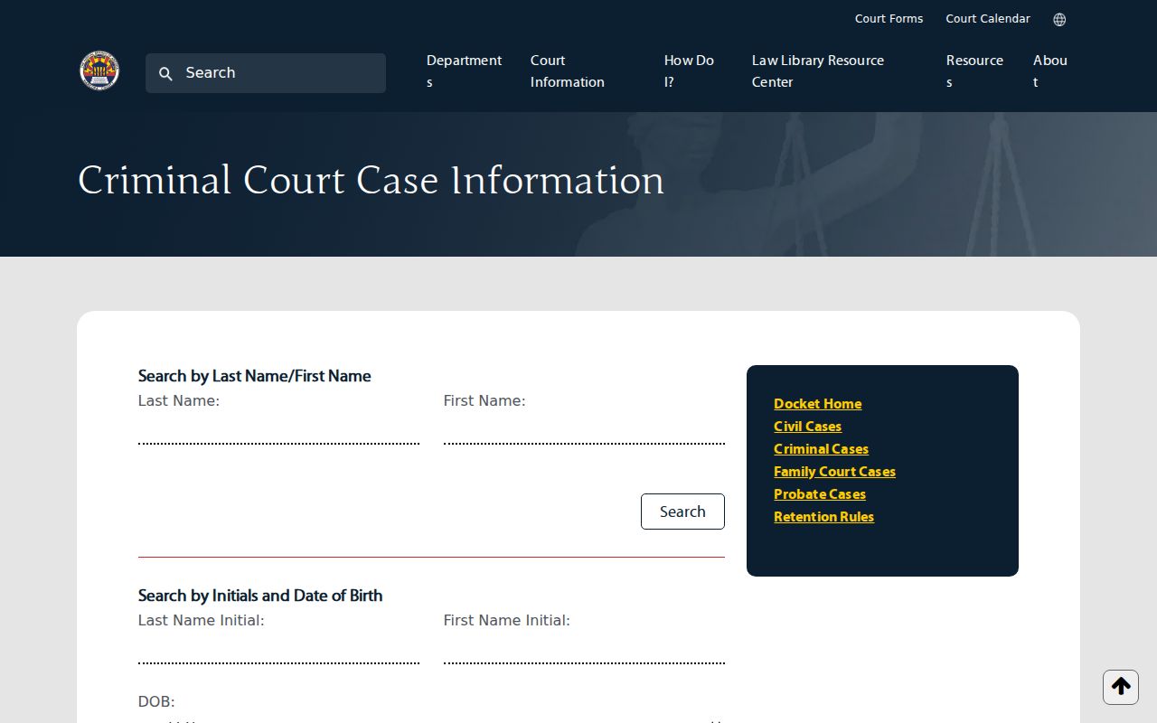 Maricopa County resident lookup through the Superior Court criminal case name search