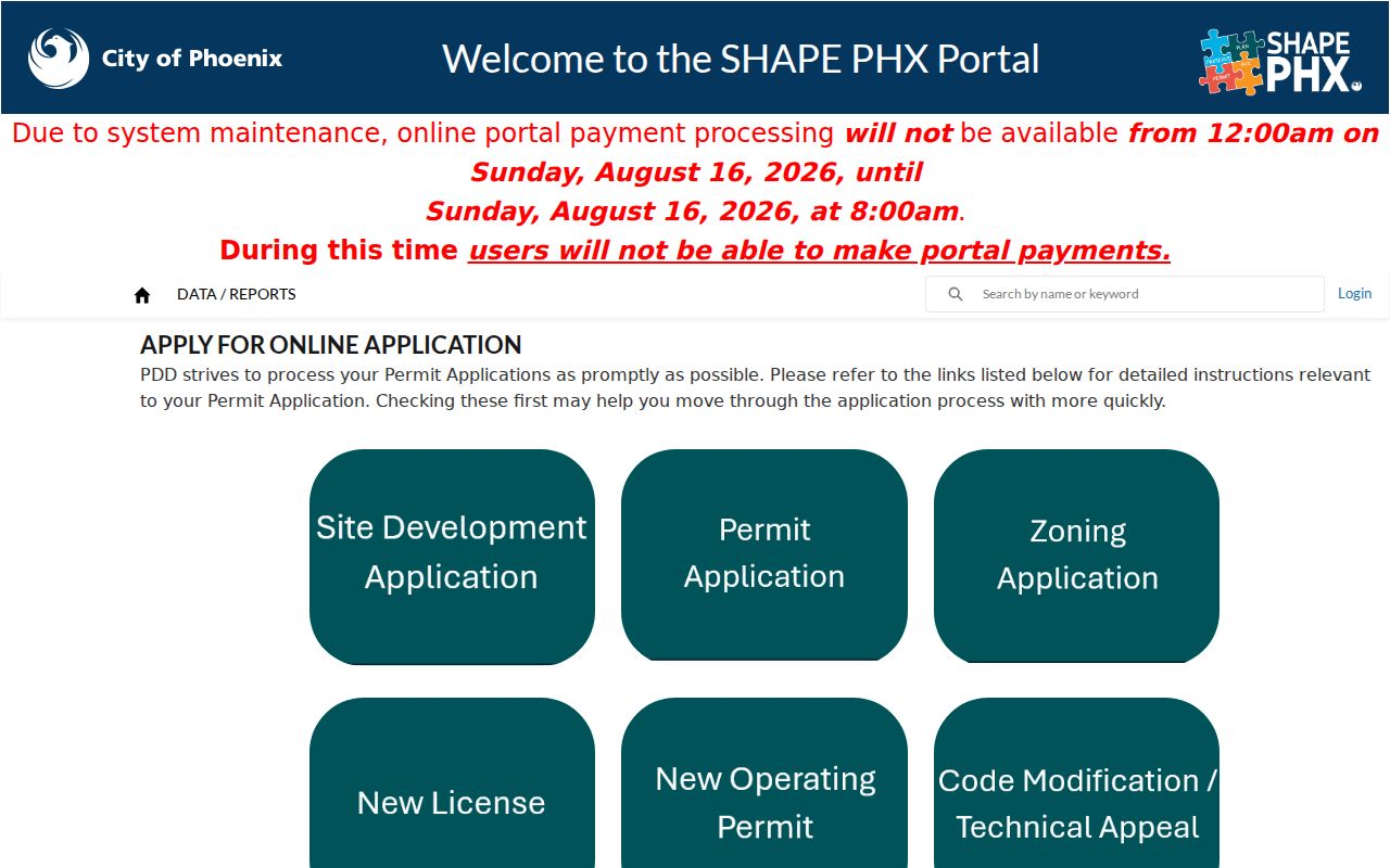 Maricopa County street directory SHAPE PHX permit portal