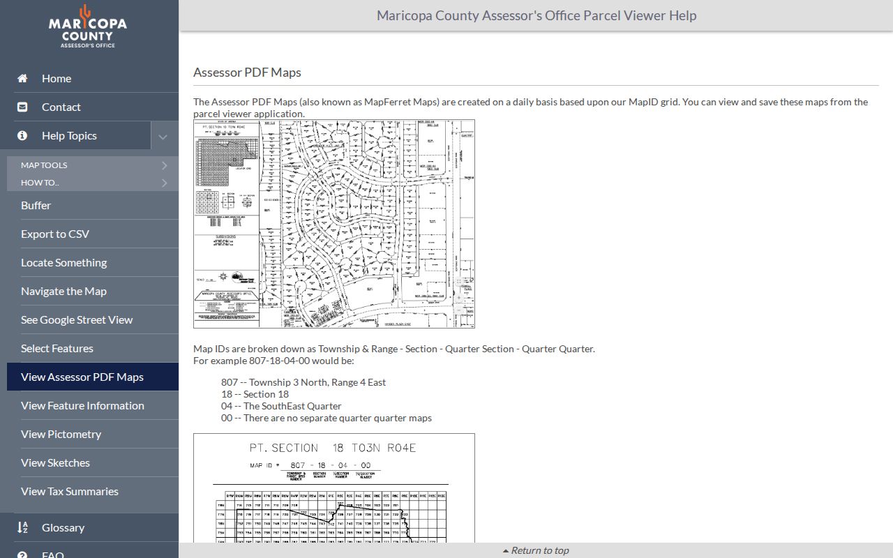 Maricopa County ZIP code directory MapID geography help